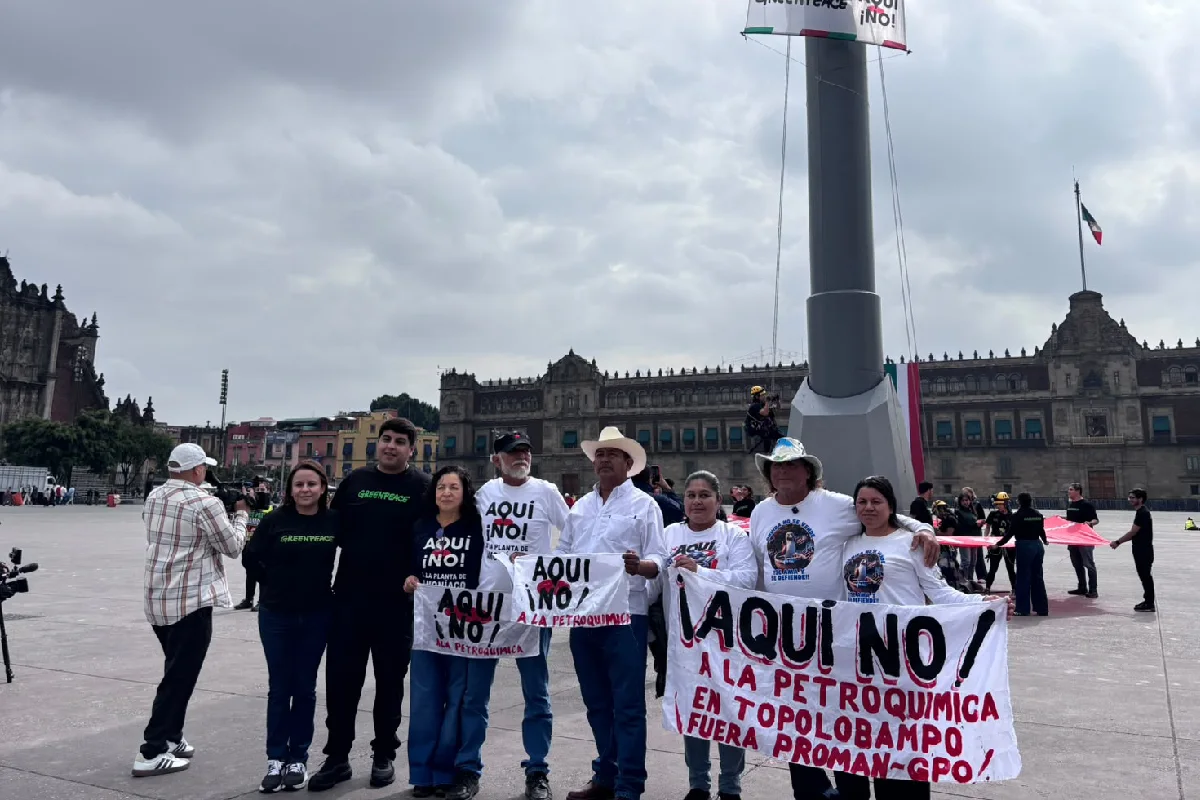 Protesta en el Zócalo contra la planta de amoníaco en Topolobampo, Sinaloa