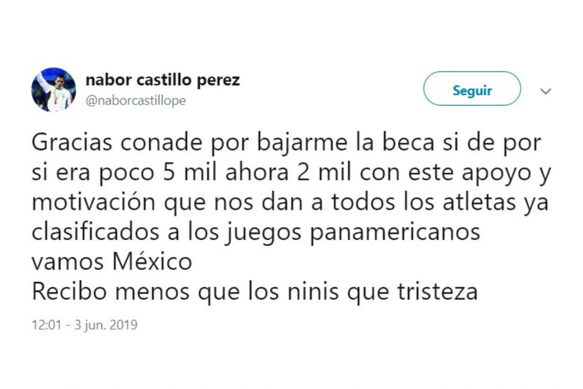 Captura de pantalla de una publicación de un atleta reclamando a Ana Guevara