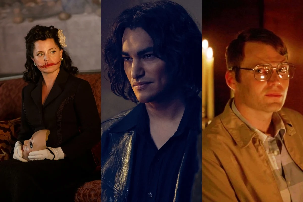 Mena Suvari como Elizabeth Short, Zach Villa como Richard Ramírez y Seth Gabel como Jeffrey Dahmer en American Horror Story
