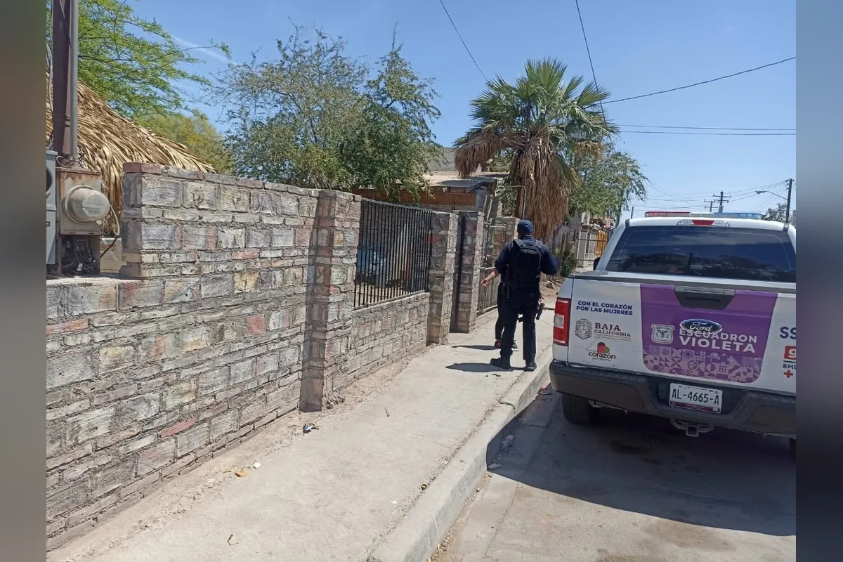 Policías del Escuadrón Violeta hablan con vecinos de las colonias para investigar casos de violencia contra las infancias para intervenir en favor de las víctimas. Foto: SSCBC.