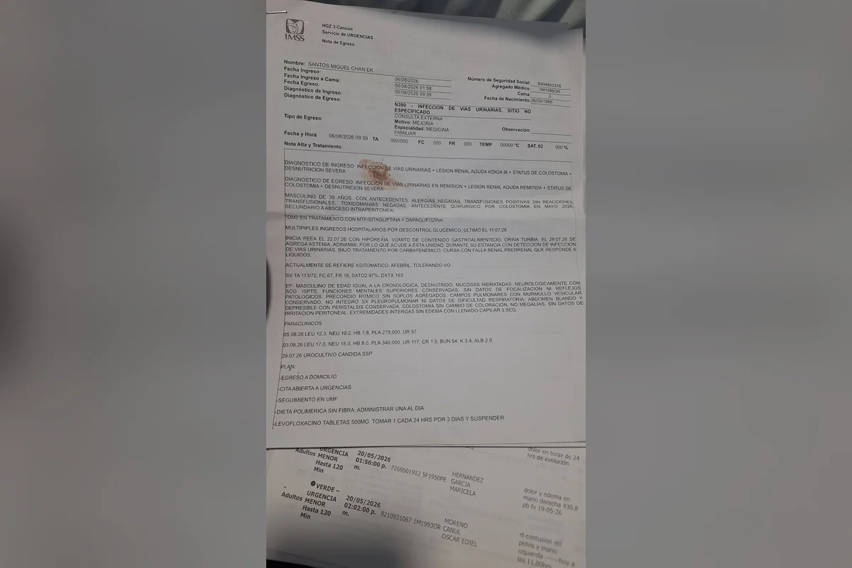 Sufrió, según el diagnóstico médico del IMSS, na infección urinaria que afectó los riñones. Foto: Diana Chin.