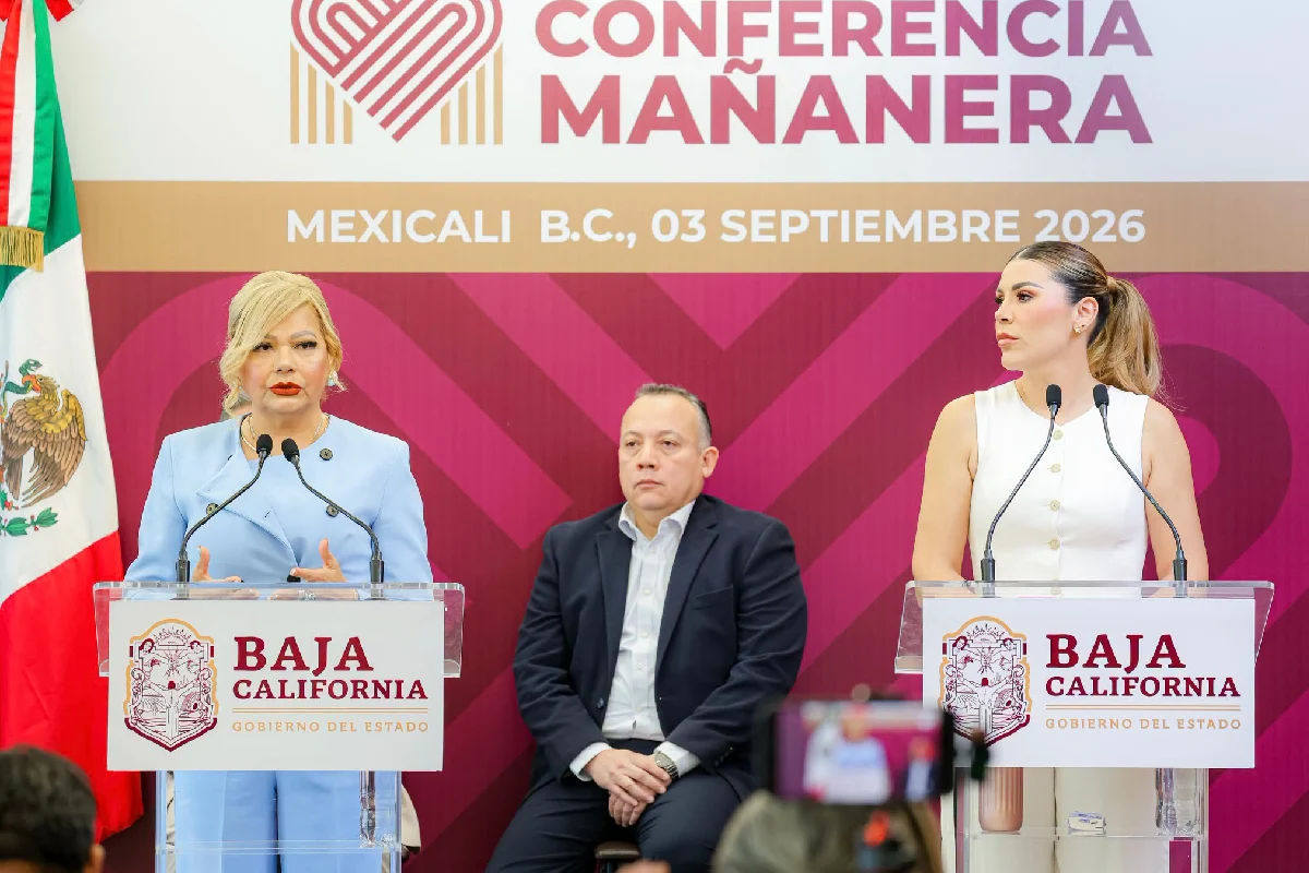 La Fiscal María Elena Andrade Ramírez habló del conflicto ayer en la Conferencia Mañanera de la Gobernadora. Foto: Gobierno BC.