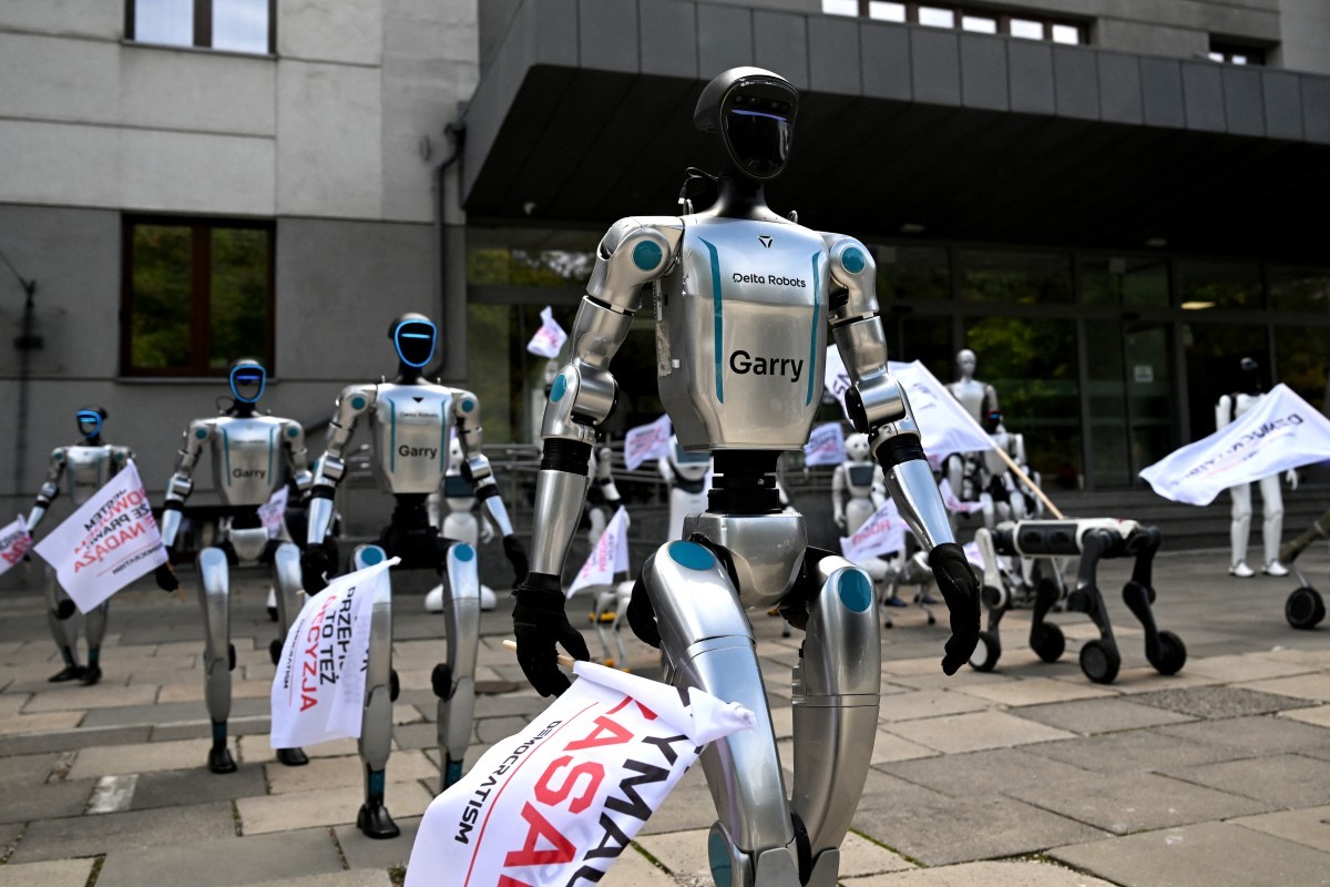 robots protesta contra la ia