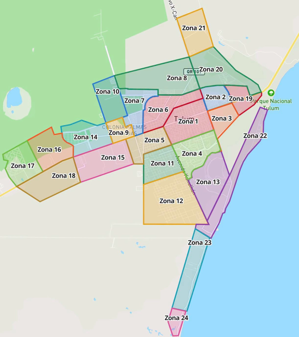 La nueva "zonificación" de los taxistas de Tulum.